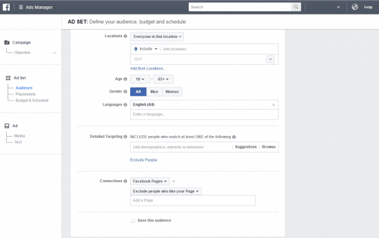 How to get likes on facebook page set audience
